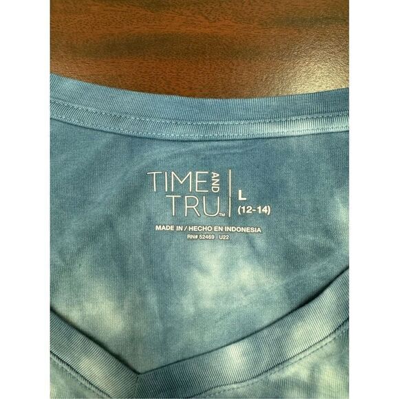 Time and Tru Tie Dye Short Sleeve Blouse Size Large - Picture 4 of 7